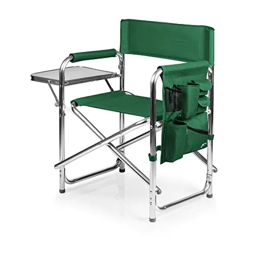 Sports Chair with Side Table - Beach Chair - Camp Chair for Adults, (Hunter Green)