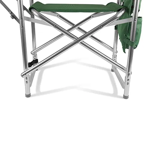 Sports Chair with Side Table - Beach Chair - Camp Chair for Adults, (Hunter Green)