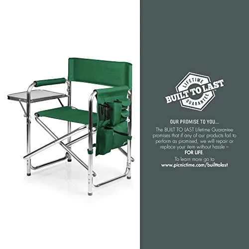 Sports Chair with Side Table - Beach Chair - Camp Chair for Adults, (Hunter Green)