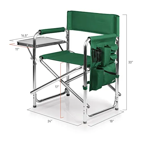Sports Chair with Side Table - Beach Chair - Camp Chair for Adults, (Hunter Green)