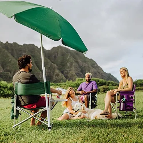Sports Chair with Side Table - Beach Chair - Camp Chair for Adults, (Hunter Green)