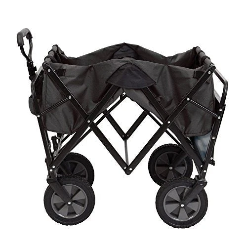 Mac Sports Collapsible Outdoor Utility Wagon with Folding Table and Drink Holders, Gray