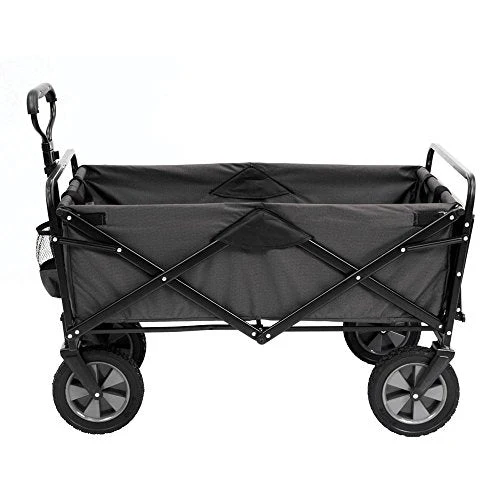 Mac Sports Collapsible Outdoor Utility Wagon with Folding Table and Drink Holders, Gray