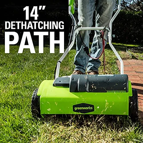 Greenworks 14-Inch 10 Amp Corded Dethatcher 27022, Green