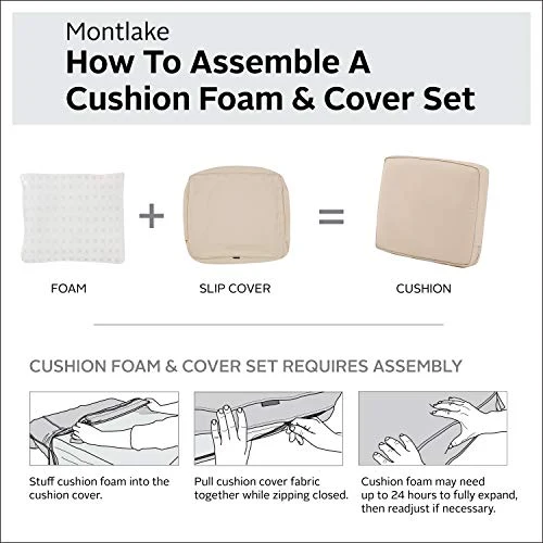 Classic Accessories Montlake Water-Resistant 59 x 18 x 3 Inch Outdoor Bench/Settee Cushion, Patio Furniture Swing Cushion, Antique Beige, Patio Loveseat Cushion