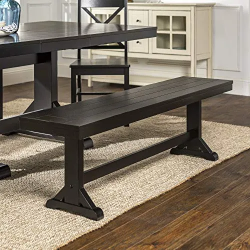 Walker Edison Solid Wood Black Dining Bench