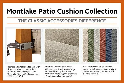 Classic Accessories Montlake Water-Resistant 59 x 18 x 3 Inch Outdoor Bench/Settee Cushion, Patio Furniture Swing Cushion, Heather Fern Green, Patio Loveseat Cushion