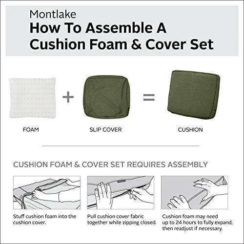 Classic Accessories Montlake Water-Resistant 59 x 18 x 3 Inch Outdoor Bench/Settee Cushion, Patio Furniture Swing Cushion, Heather Fern Green, Patio Loveseat Cushion
