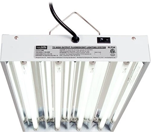 Hydrofarm Agrobrite FLT24 T5 Fluorescent, 2 Foot, 4 Tube Grow Light System, 2-Feet, White