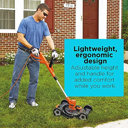 BLACK+DECKER 3-in-1 String Trimmer/Edger & Lawn Mower, 6.5-Amp, 12-Inch, Corded (MTE912) (Power cord not included)