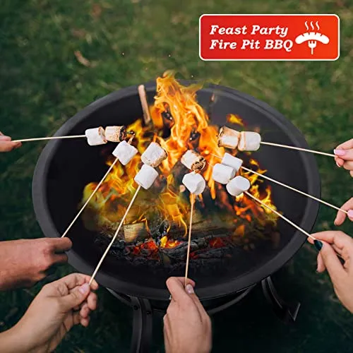 22 inch Fire Pit for Outside Outdoor Wood Burning Small Bonfire Pit Steel Firepit Bowl for Patio Camping Backyard Deck Picnic Porch,with Spark Screen,Log Grate,Poker