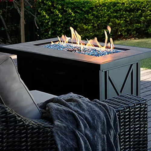 BALI OUTDOORS Fire Pit Propane Gas FirePit Table Rectangular Tabletop 42in 60,000BTU