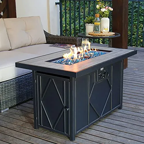 BALI OUTDOORS Fire Pit Propane Gas FirePit Table Rectangular Tabletop 42in 60,000BTU