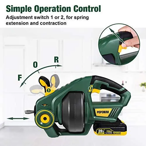 Drain Auger, Automatic Plumbing Snake, 25Ft(7.6m), 20-Volt MAX Li-Ion, Perfect Cordless Drain Clog Remover, Power Tool for 3/4" to 3" Pipes, Replaceable Flexible Shaft - MTW700B