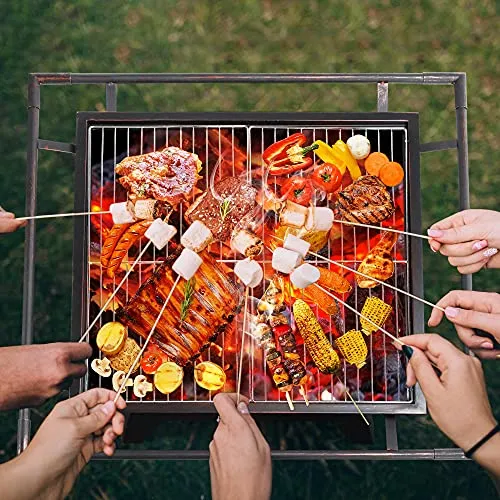 Yaheetech Fire Pit 32'' Iron Fire Pit Outdoor Patio BBQ Camping Bonfire Bronze Outdoor Fireplace Fire Bowl with Spark Screen, Mesh Cover Grills Poker Square Fire Pit