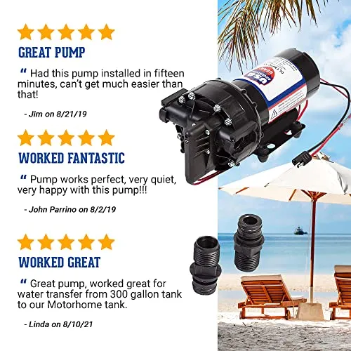 USA Adventure Gear ProGear 5550 High Pressure Professional Grade Washdown Water Pump | Made in the USA | 12 Volt DC | 5.75GPM | 14 Foot Lift | 80 PSI Pressure | Corrosion Resistant | Sealed Switch