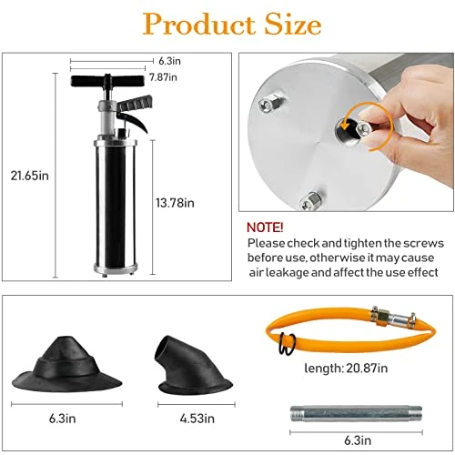 Trycooling Portable High Pressure Toilet Plunger, Manual Sink Plunger Dredge Equipment Air Drain Blaster Pump for Toilets Bathroom Shower Kitchen Clogged Pipe