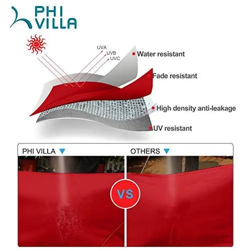 PHI VILLA 15ft Patio Umbrella Double-Sided Outdoor Market Extra Large Umbrella with Crank, Umbrella Base Included (Red)