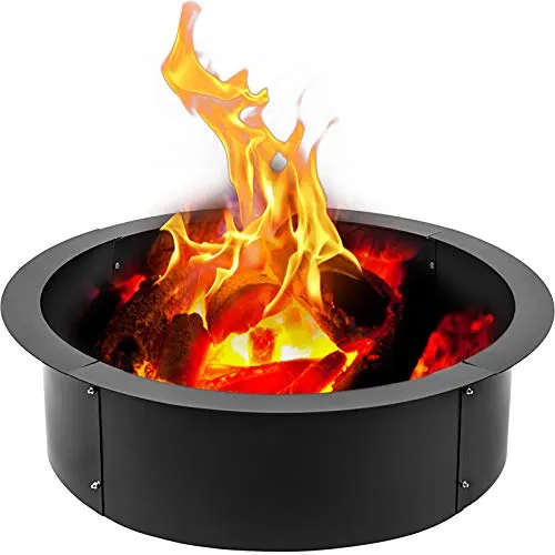 VBENLEM Fire Pit Ring 42-Inch Outer/36-Inch Inner Diameter, Fire Pit Insert 3.0mm Thick Heavy Duty Solid Steel, Fire Pit Liner DIY Campfire Ring Above or In-Ground for Outdoor