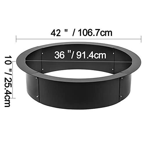 VBENLEM Fire Pit Ring 42-Inch Outer/36-Inch Inner Diameter, Fire Pit Insert 3.0mm Thick Heavy Duty Solid Steel, Fire Pit Liner DIY Campfire Ring Above or In-Ground for Outdoor