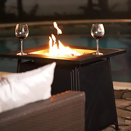 BALI OUTDOORS Firepit LP Gas Fireplace 28" Square Table 50,000BTU Fire Pit, Black