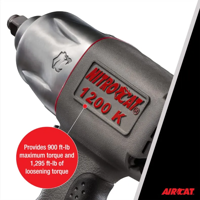 AIRCAT 1200-K 1/2-Inch Nitrocat Kevlar and Composite Twin Clutch Impact Wrench 1295 ft-lbs