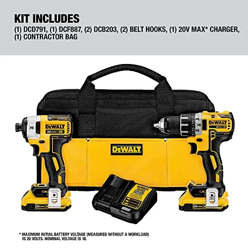 DEWALT 20V Max XR Cordless Drill Combo Kit, Brushless, 2-Tool (DCK283D2)
