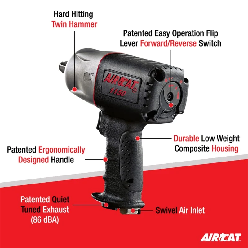 AIRCAT 1150 1/2-Inch Drive "Killer Torque" Composite Impact Wrench 1295 ft-lbs