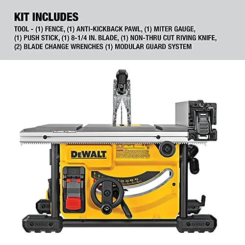 DEWALT Table Saw for Jobsite, Compact, 8-1/4-Inch (DWE7485)
