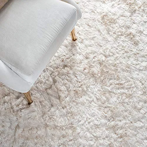 Safavieh Paris Shag Collection SG511 Handmade Silken Glam 2.5-inch Thick Area Rug, 4' x 6', Ivory