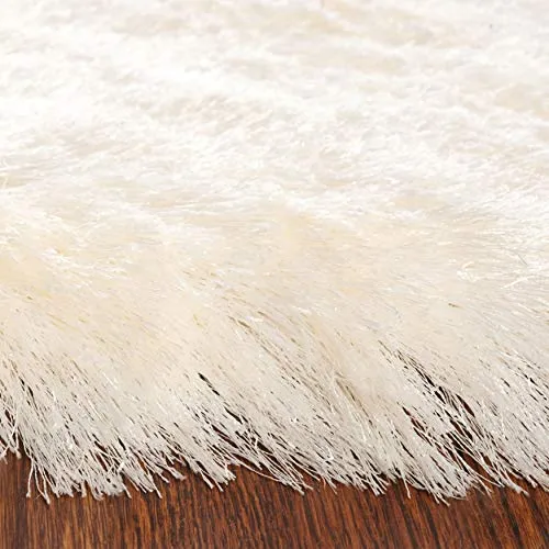 Safavieh Paris Shag Collection SG511 Handmade Silken Glam 2.5-inch Thick Area Rug, 4' x 6', Ivory