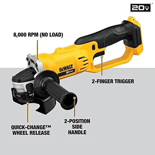 Dewalt DCG412B 20V MAX* Lithium Ion 4-1/2” grinder (Tool Only)
