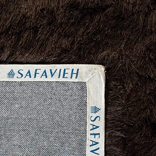 Safavieh Paris Shag Collection SG511 Handmade Silken Glam 2.5-inch Thick Area Rug, 5' x 5' Square, Chocolate