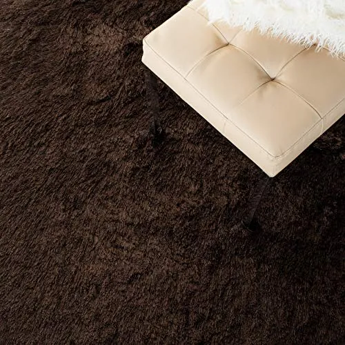 Safavieh Paris Shag Collection SG511 Handmade Silken Glam 2.5-inch Thick Area Rug, 5' x 5' Square, Chocolate