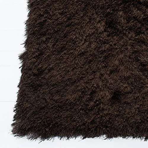 Safavieh Paris Shag Collection SG511 Handmade Silken Glam 2.5-inch Thick Area Rug, 5' x 5' Square, Chocolate