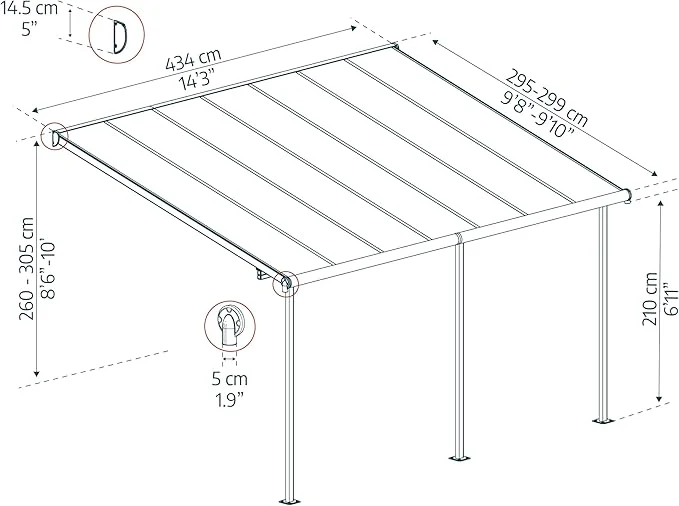 Palram Canopia Rondeo Kit Pergola Aluminium 3x4,3m