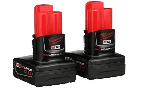 Milwaukee 48-11-2412 Twin Pack of 3.0 Amp Hour Extended Capacity 12V Lithium Ion Batteries