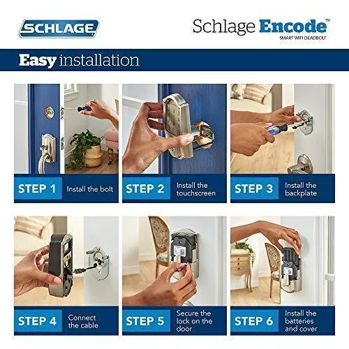 Schlage BE489WB CEN 716 Encode Deadbolt Smart Lock | WiFi Touchscreen Keypad, Aged Bronze
