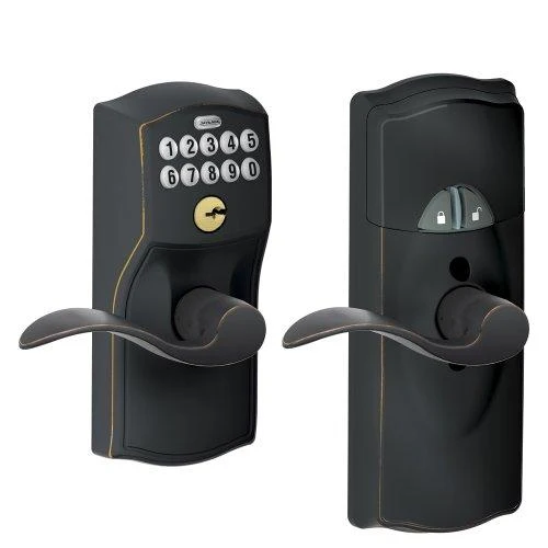 Schlage Home Keypad Lever With Camelot Trim & Z-Wave Technology (Aged Bronze)
