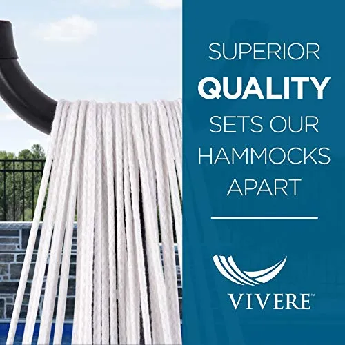 Vivere Double Cotton Hammock with Space Saving Steel Stand, Cayo Reef (450 lb Capacity - Premium Carry Bag Included)