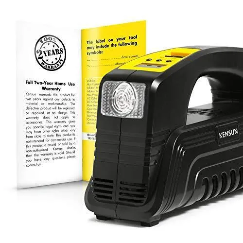Kensun AC/DC Digital Tire Inflator for Car 12V DC and Home 110V AC Rapid Performance Portable Air Compressor Pump for Car, Bicycle, Motorcycle, Basketball and Others