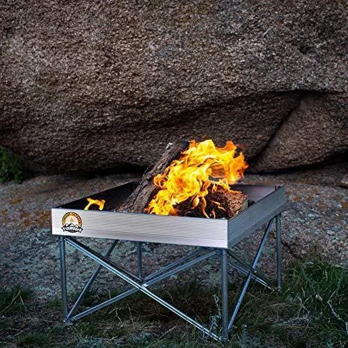 FIRESIDE OUTDOOR Pop-Up Fire Pit | Portable and Lightweight | Fullsize 24 Inch | Weighs 7 lbs. | Never Rust Fire Pit | Heat Shield NOT Included