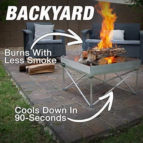 FIRESIDE OUTDOOR Pop-Up Fire Pit | Portable and Lightweight | Fullsize 24 Inch | Weighs 7 lbs. | Never Rust Fire Pit | Heat Shield NOT Included