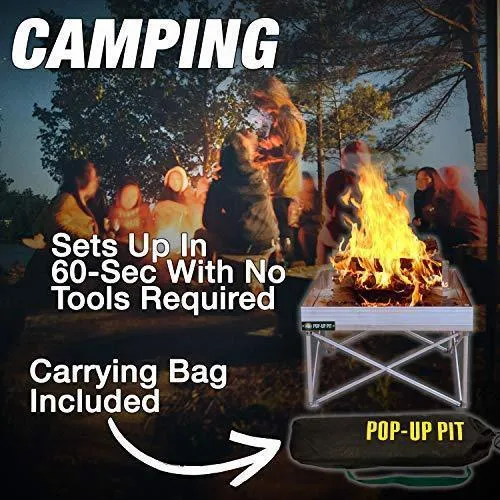 FIRESIDE OUTDOOR Pop-Up Fire Pit | Portable and Lightweight | Fullsize 24 Inch | Weighs 7 lbs. | Never Rust Fire Pit | Heat Shield NOT Included