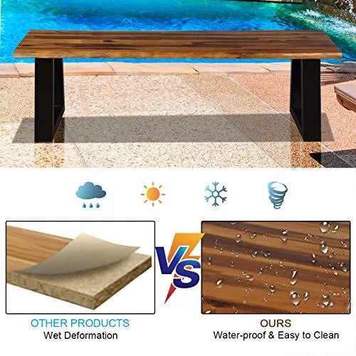 Giantex Wooden Dining Bench Seating Chair Rustic Indoor &Outdoor Furniture (Rustic Brown&Black)
