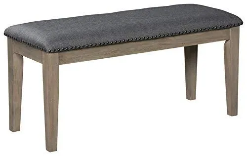 Signature Design by Ashley Aldwin Upholstered Dining Room Bench, Beige & Gray