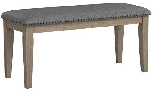 Signature Design by Ashley Aldwin Upholstered Dining Room Bench, Beige & Gray