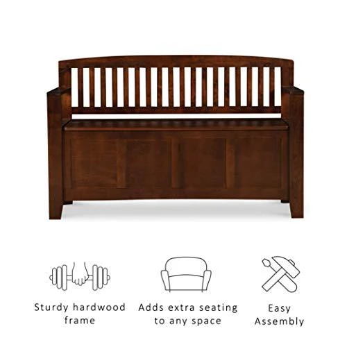 Linon Home Dcor Linon Home Decor Cynthia Storage Bench, 50"w x 17.25"d x 32"h, Walnut