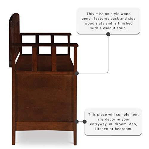 Linon Home Dcor Linon Home Decor Cynthia Storage Bench, 50"w x 17.25"d x 32"h, Walnut