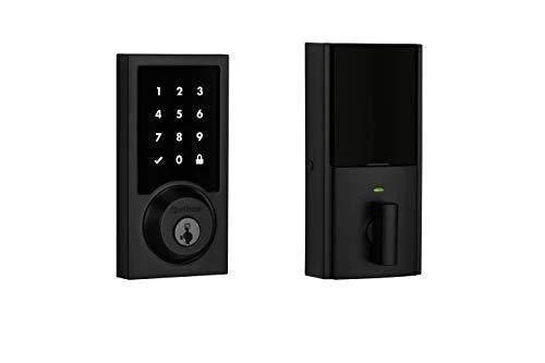Kwikset 99190-004 Contemporary Premis Touchscreen Keyless Entry Smart Deadbolt Door Lock Works with Apple HomeKit Featuring SmartKey Security, Iron Black